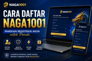 Tampilan halaman pendaftaran NAGA1001 dengan gambar naga dan perangkat digital.