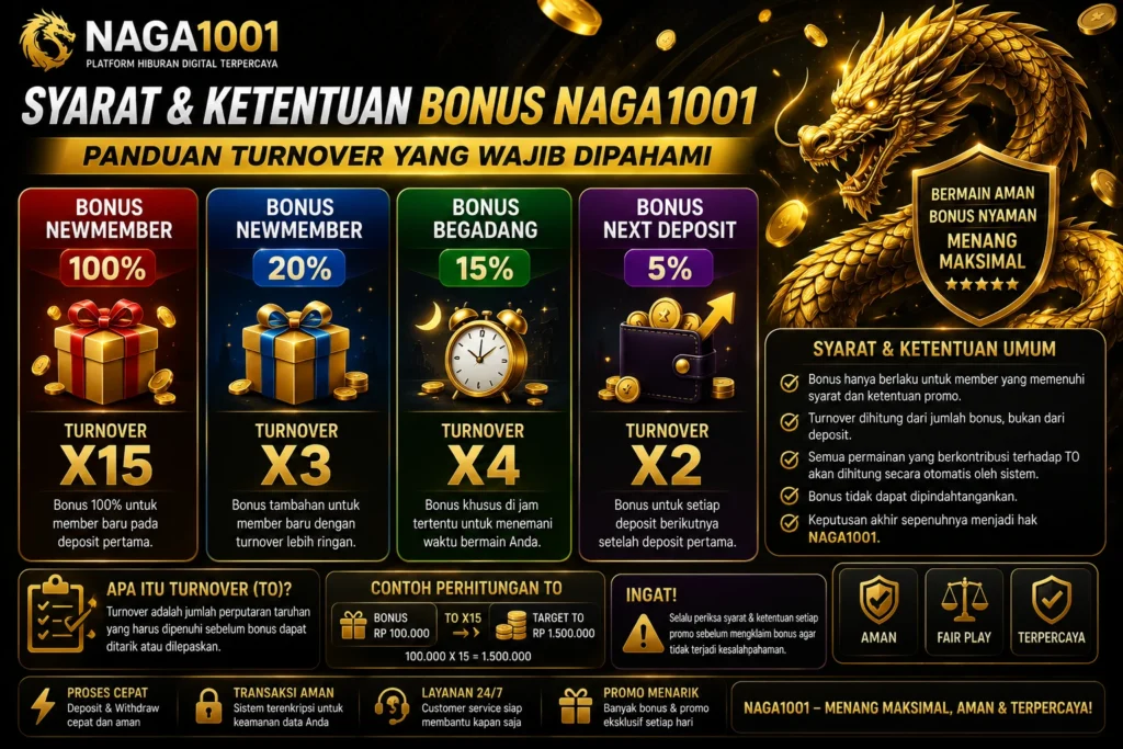 Syarat dan Ketentuan Bonus Naga1001 – Panduan Turnover yang Wajib Dipahami
