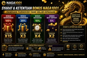 Panduan lengkap syarat dan ketentuan bonus Naga1001 untuk turn over dan deposit.