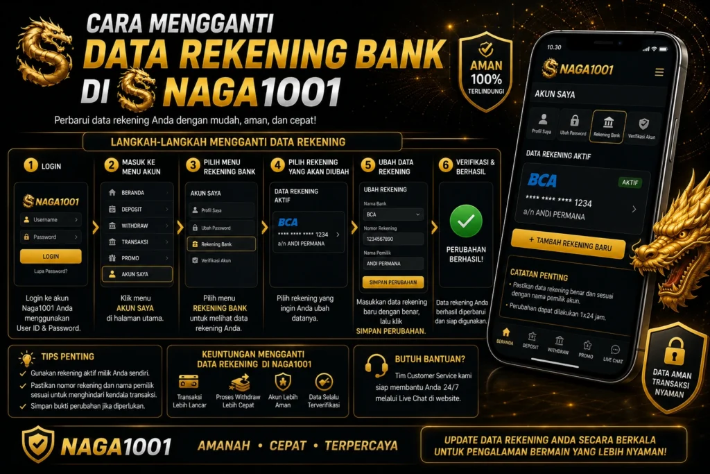 Cara Mengganti Data Rekening Bank di Naga1001