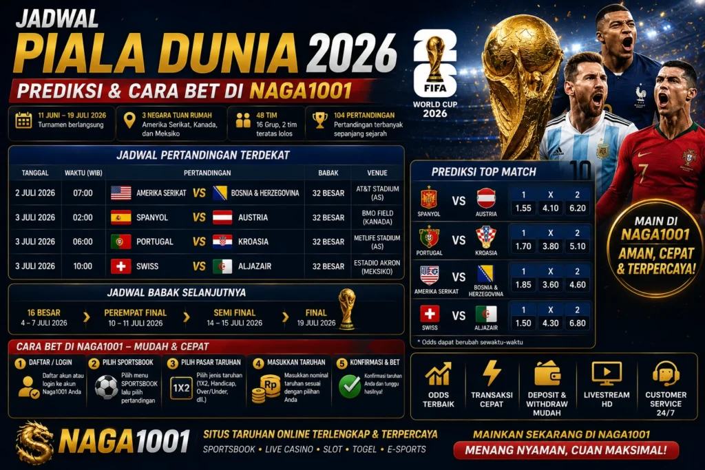 Jadwal Piala Dunia 2026 – Prediksi & Cara Bet di Naga1001